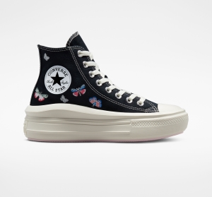Dámské Boty Na Platformy Converse ​Chuck Taylor All Star Move Butterfly Wings Černé Růžové | 4582-KLBRP