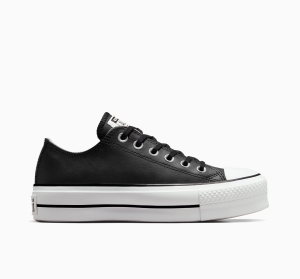 Dámské Boty Na Platformy Converse ​Chuck Taylor All Star Lift Læder Černé Černé Bílé | 4976-PYJXU