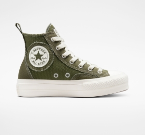 Dámské Boty Na Platformy Converse ​Chuck Taylor All Star Lift Oversized Patch Utility/Egret/Egret | 5073-GHYEU