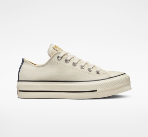 Dámské Boty Na Platformy Converse ​Chuck Taylor All Star Lift Denim & Platene Tmavě Blankyt Oranžové | 7481-RLGEV