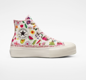 Dámské Boty Na Platformy Converse ​Chuck Taylor All Star Lift Fruits & Florals Zelene | 8694-EWLCU