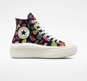 Dámské Boty Na Platformy Converse ​Chuck Taylor All Star Move Fruits & Florals Černé Zelene | 8935-XJSCG