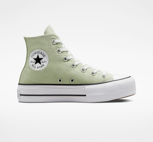 Dámské Vysoké Converse Chuck Taylor All Star Lift Platene Olivy Zelené Bílé Černé | 0963-BSKTZ