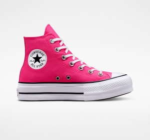 Dámské Vysoké Converse Chuck Taylor All Star Lift Platene Růžové Černé Bílé | 2405-QXAGB