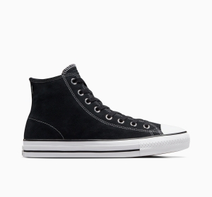 Dámské Vysoké Converse ​CONS Chuck Taylor All Star Pro Semišové Skate Černé Černé Bílé | 5769-SOJZA