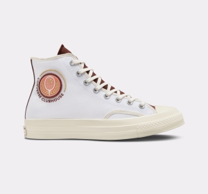 Dámské Vysoké Converse ​Chuck 70 Clubhouse Unisex Bílé Červené | 3928-HIKQY