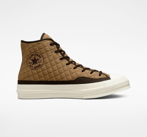 Dámské Vysoké Converse ​Chuck 70 Prošívaný Unisex Hnědé Černé | 8047-EVHQN
