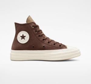 Dámské Vysoké Converse ​Chuck 70 Stretch Corduroy Hnědé Hnědožlutý | 2049-YBADG