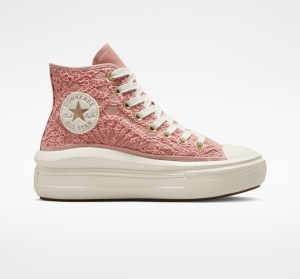 Dámské Vysoké Converse ​Chuck Taylor All Star Move Daisy Cord Červené Růžové | 1948-NFXWZ