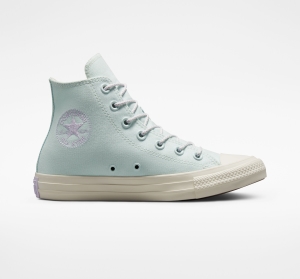 Dámské Vysoké Converse ​Chuck Taylor All Star Stitched Patch Světle Tyrkysové Bílé Fialové | 3501-OCDXL