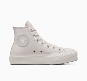 Dámské Vysoké Converse ​Chuck Taylor All Star Lift Check Knit Unisex Bílé | 4329-WOHXP