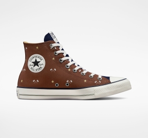 Dámské Vysoké Converse ​Chuck Taylor All Star Clubhouse Unisex Červené Zlaté | 4569-HGVIA