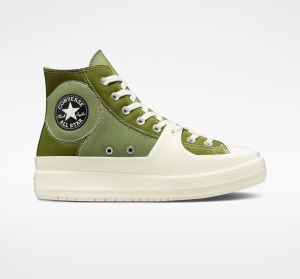 Dámské Vysoké Converse ​Chuck Taylor All Star Construct Colorblock Unisex Zelene | 8124-VUQJK