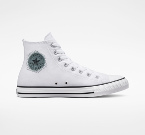 Dámské Vysoké Converse ​Chuck Taylor All Star Stitched Patch Unisex Bílé Šedé Černé | 8720-GDMKW