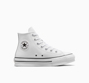 Dětské Boty Na Platformy Converse Chuck Taylor All Star Lift Læder Bílé Béžový Bílé Černé | 3145-OEGUR