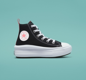 Dětské Boty Na Platformy Converse Chuck Taylor All Star Move Černé Růžové Světle Blankyt Bílé | 6315-QIRGD