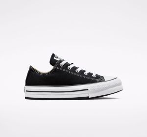 Dětské Boty Na Platformy Converse ​Chuck Taylor All Star Lift Big Kids Černé Bílé Černé | 3542-XGKPN