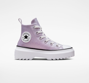 Dětské Boty Na Platformy Converse ​Chuck Taylor All Star Lugged Lift Glitter Little Kids Fialové Bílé Černé | 5439-DGTZO