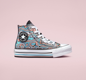 Dětské Boty Na Platformy Converse ​Chuck Taylor All Star Lift Color Swirl Little Kids Světle Tyrkysové Koralove | 9026-VOTHI