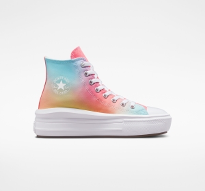 Dětské Vysoké Converse ​Chuck Taylor All Star Move Rainbow Ombre Big Kids Bílé | 0195-FHPLU