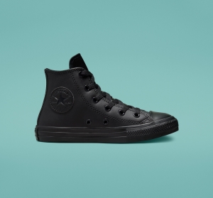 Dětské Vysoké Converse ​Chuck Taylor All Star Læder Little Kids Černé Černé Černé | 0256-EKLCM