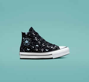 Dětské Vysoké Converse ​Chuck Taylor All Star EVA Lift Constellations Big Kids Černé Blankyt Bílé | 3862-MJEWD