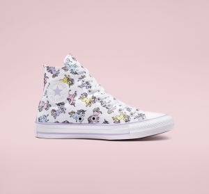 Dětské Vysoké Converse ​Chuck Taylor All Star Unicorns Big Kids Bílé Fialové | 4576-ZNISA