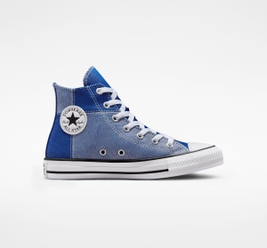 Dětské Vysoké Converse ​Chuck Taylor All Star Split Panel Twill Big Kids Blankyt Černé Bílé | 6475-ZTENV