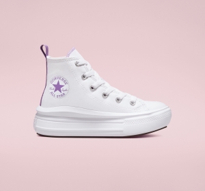 Dětské Vysoké Converse ​Chuck Taylor All Star Move Little Kids Bílé Fialové Bílé | 8254-KNDUM