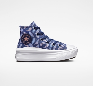 Dětské Vysoké Converse ​Chuck Taylor All Star Move Feathers Little Kids Fialové Královská Modrá | 9068-NQVZT