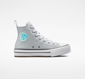 Dětské Vysoké Converse ​Chuck Taylor All Star EVA Lift Iridescent Big Kids Bílé Černé | 9641-TWDKU
