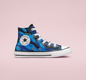 Dětské Vysoké Converse ​Hybridní Camo Chuck Taylor All Star Little Kids Blankyt Černé Bílé | 4985-OZMKD