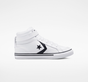 Dětské Vysoké Converse ​Pro Blaze Páskové Læder Big Kids Bílé Černé Bílé | 1358-MHRQI