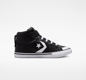 Dětské Vysoké Converse ​Pro Blaze Páskové Læder Big Kids Černé Bílé Bílé | 7294-GZHAV