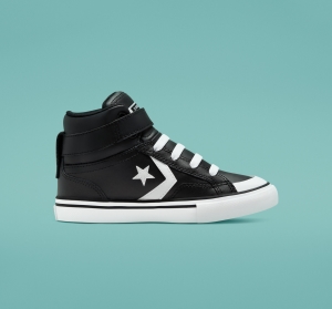 Dětské Vysoké Converse ​Pro Blaze Páskové Læder Little Kids Černé Bílé Bílé | 8407-ZTGNK