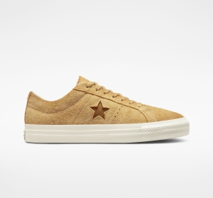 Pánské Nízké Converse ​One Star Pro Vintage Semišové Skate Zlaté Oranžové | 9528-FEOZS