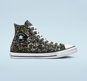 Pánské Vysoké Converse ​Chuck Taylor All Star Archive Paint Splatter Unisex Černé Bílé | 8590-TJMKU