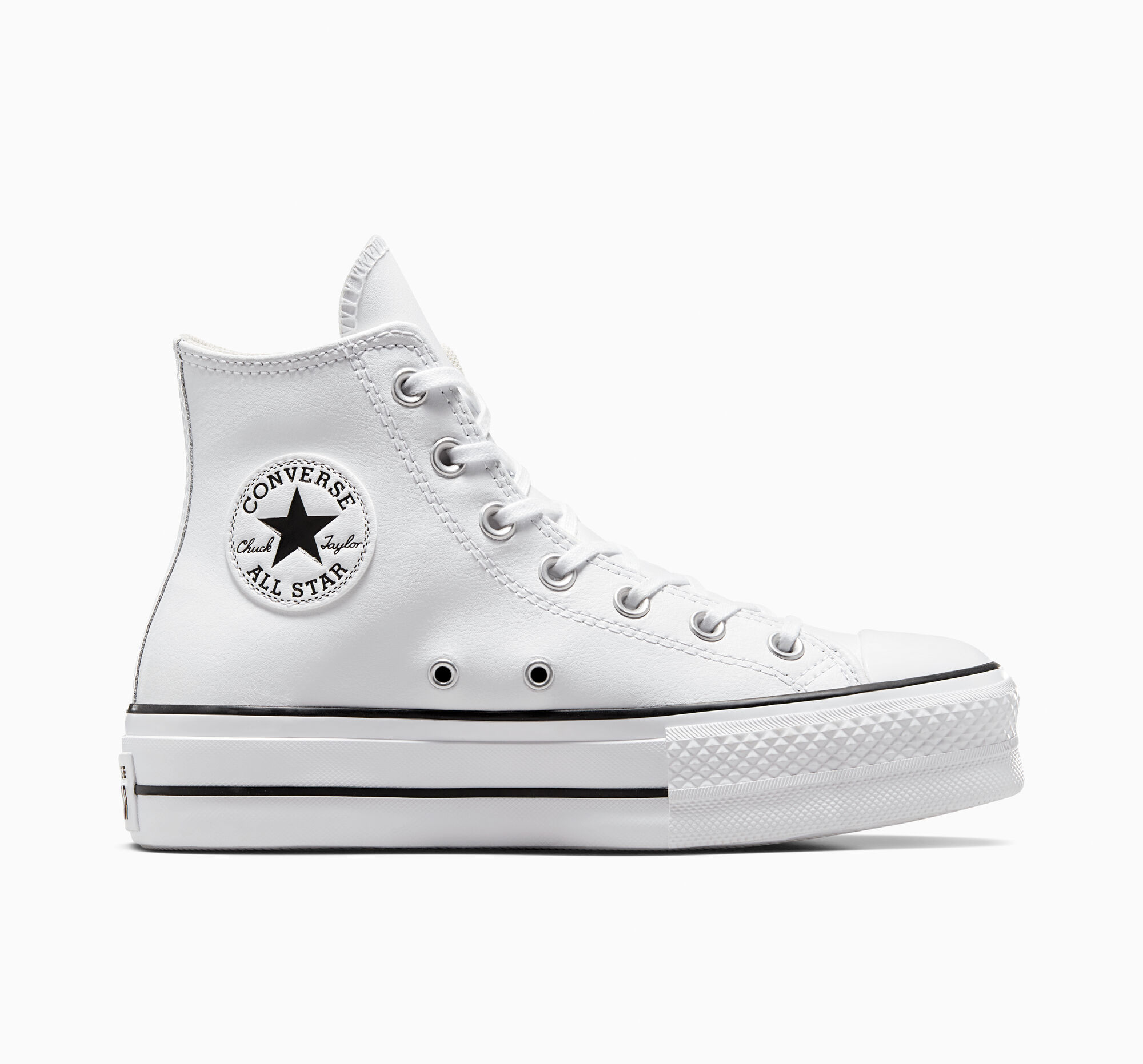 Dámské Boty Na Platformy Converse Chuck Taylor All Star Lift Læder Bílé Černé Bílé | 5862-YCHWR