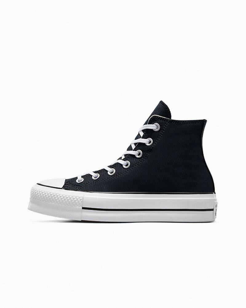 Dámské Boty Na Platformy Converse ​Chuck Taylor All Star Lift Platene Černé Bílé Bílé | 0136-ZPENI