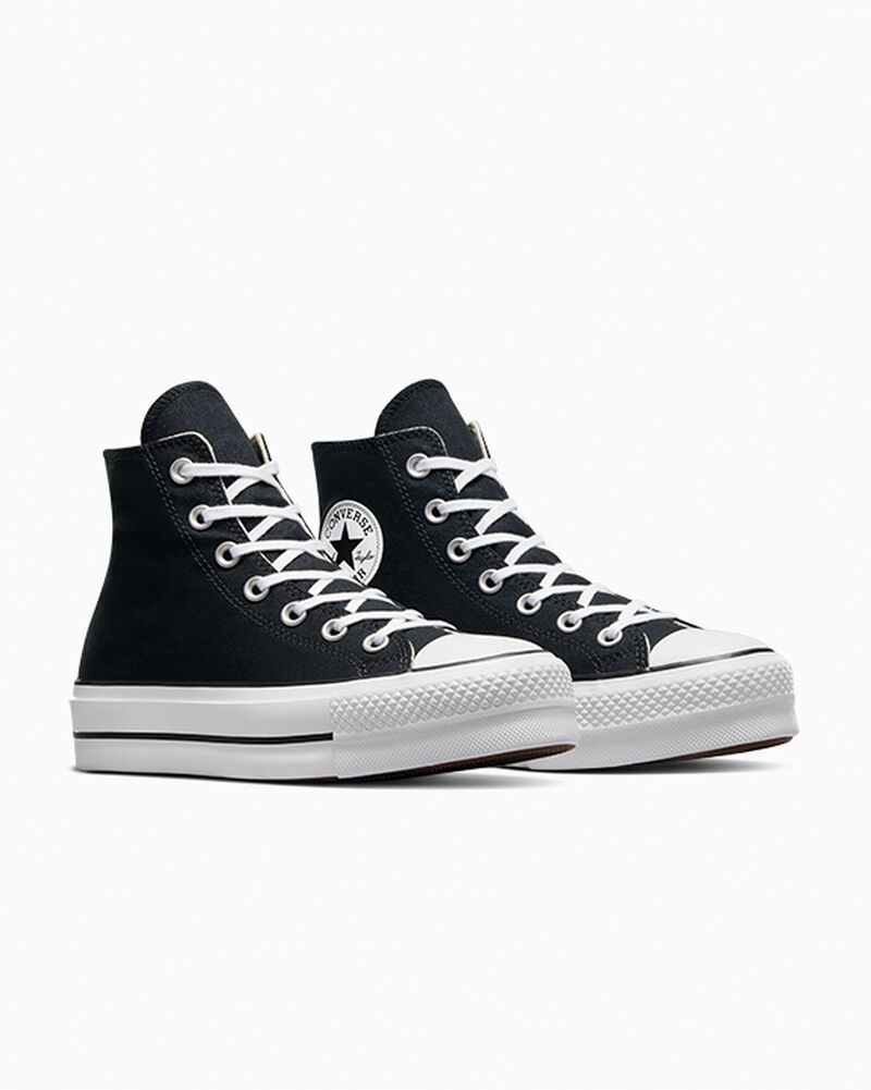 Dámské Boty Na Platformy Converse ​Chuck Taylor All Star Lift Platene Černé Bílé Bílé | 0136-ZPENI