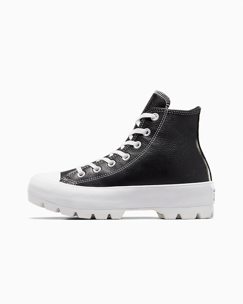 Dámské Boty Na Platformy Converse ​Chuck Taylor All Star Lugged Læder Černé Bílé Bílé | 0452-YUSZG