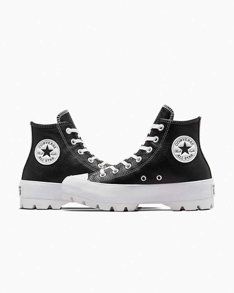 Dámské Boty Na Platformy Converse ​Chuck Taylor All Star Lugged Læder Černé Bílé Bílé | 0452-YUSZG
