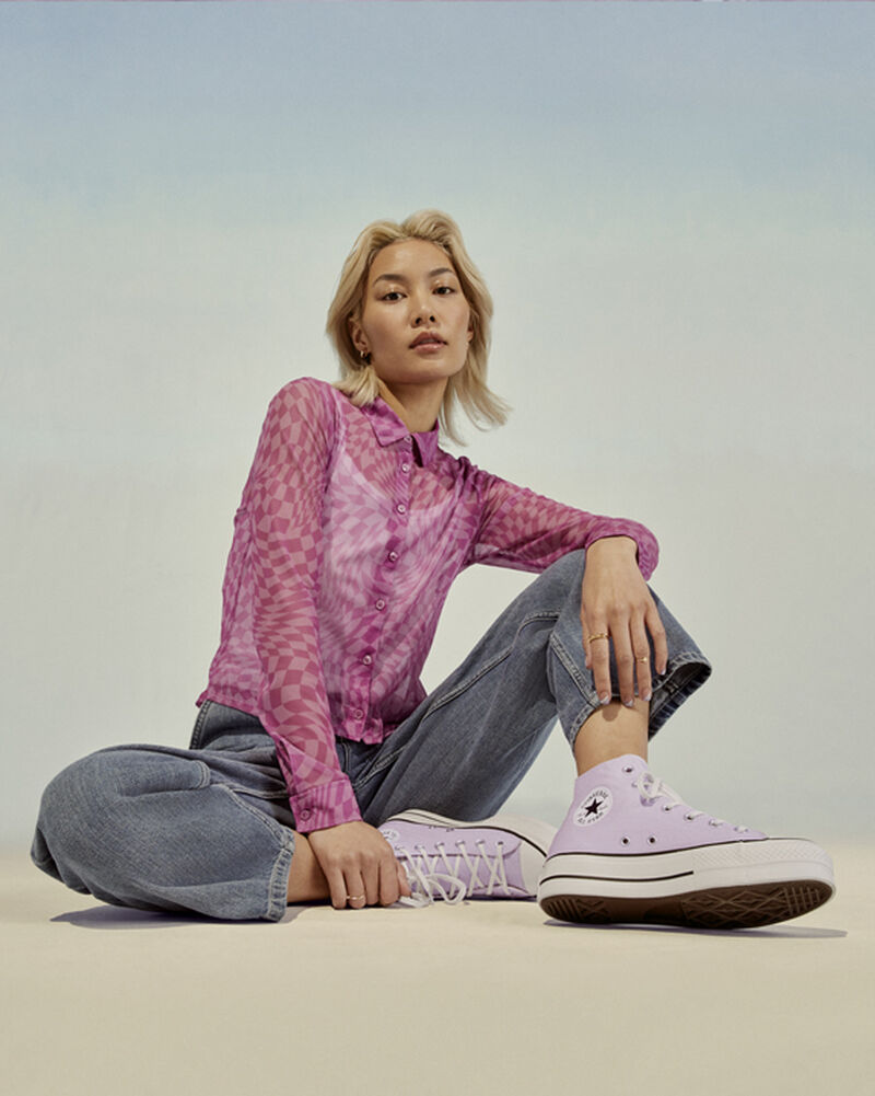 Dámské Boty Na Platformy Converse ​Chuck Taylor All Star Lift Seasonal Color Bílé Černé | 0769-OPRBD