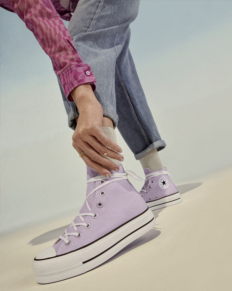 Dámské Boty Na Platformy Converse ​Chuck Taylor All Star Lift Seasonal Color Bílé Černé | 0769-OPRBD