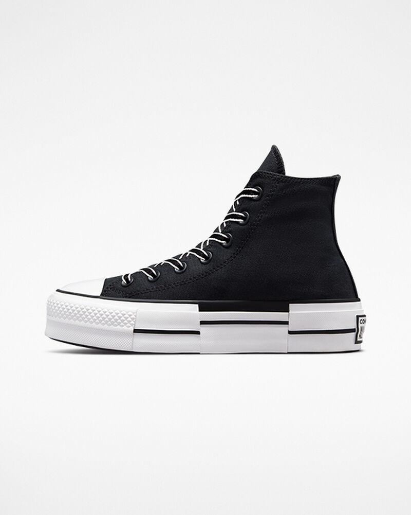 Dámské Boty Na Platformy Converse ​Chuck Taylor All Star Lift Outline Černé Bílé Černé | 1647-UWOGV