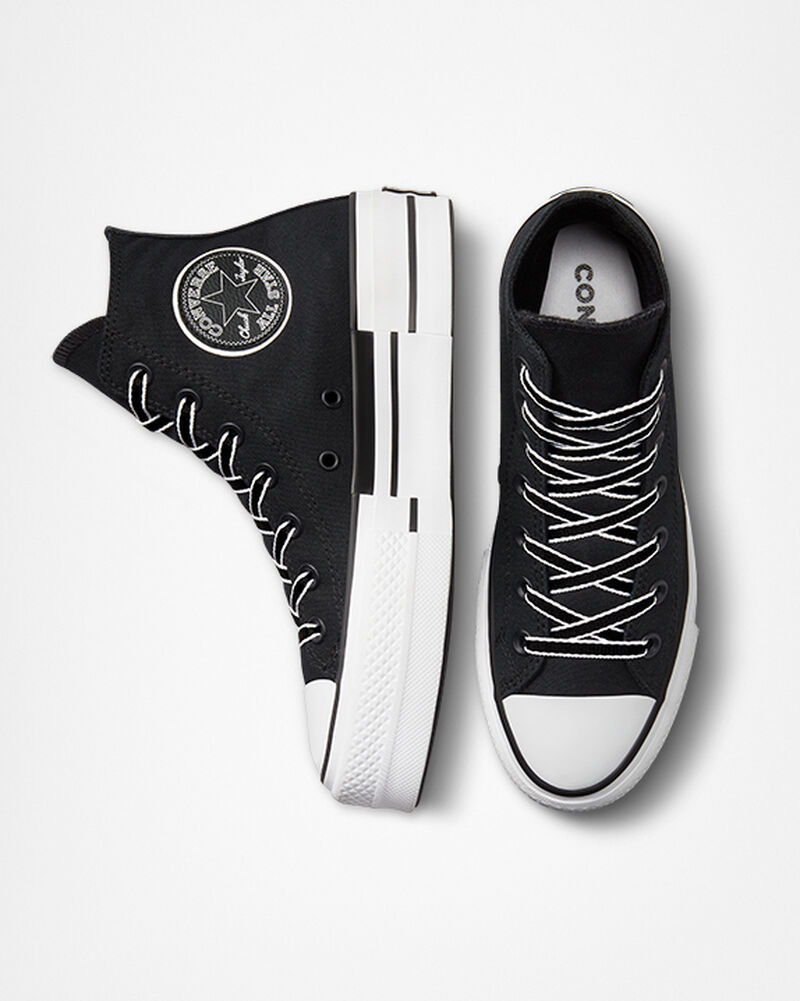 Dámské Boty Na Platformy Converse ​Chuck Taylor All Star Lift Outline Černé Bílé Černé | 1647-UWOGV
