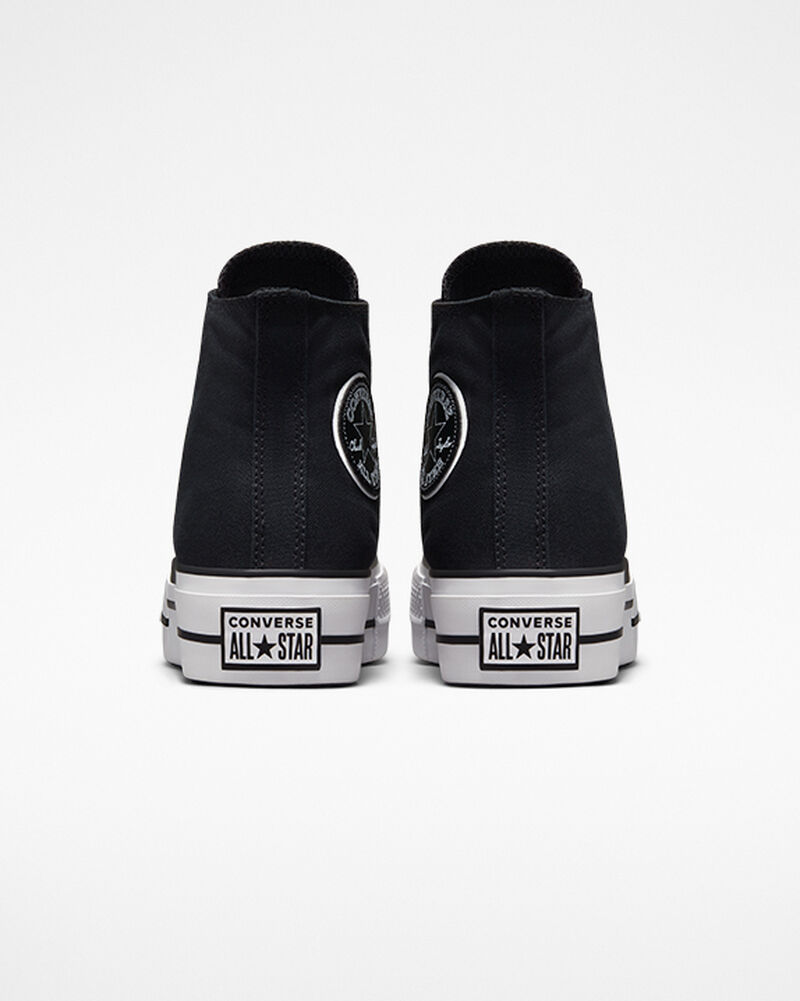 Dámské Boty Na Platformy Converse ​Chuck Taylor All Star Lift Outline Černé Bílé Černé | 1647-UWOGV