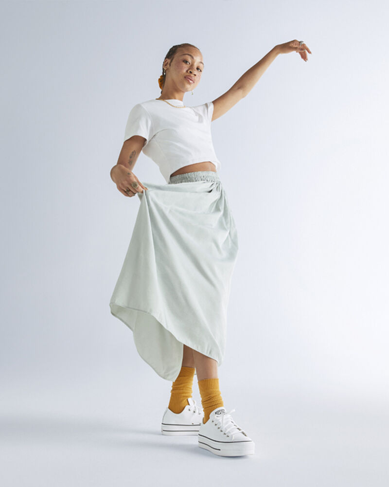 Dámské Boty Na Platformy Converse ​Chuck Taylor All Star Lift Læder Bílé Černé Bílé | 1842-JRYAP