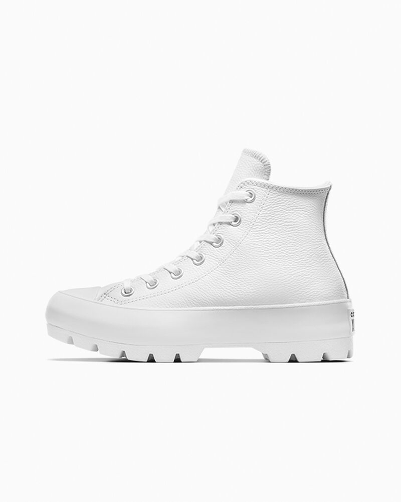 Dámské Boty Na Platformy Converse ​Chuck Taylor All Star Lugged Læder Bílé Černé Bílé | 2895-HRMAI