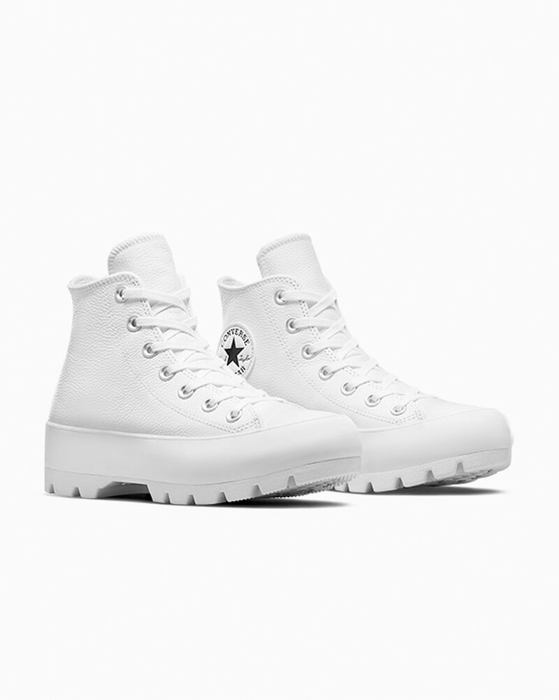 Dámské Boty Na Platformy Converse ​Chuck Taylor All Star Lugged Læder Bílé Černé Bílé | 2895-HRMAI
